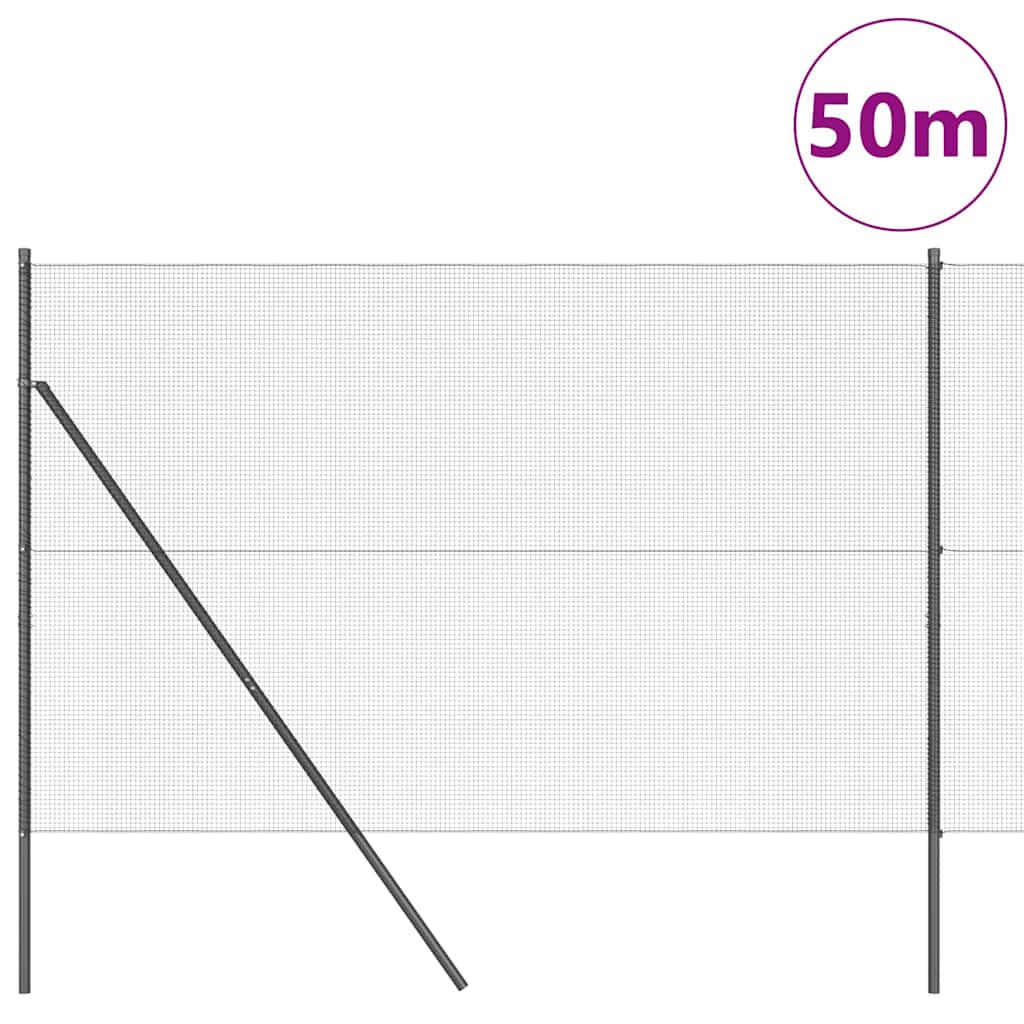 Kerítés oszlopokkal Szürke 1.5 x 50 m Acél