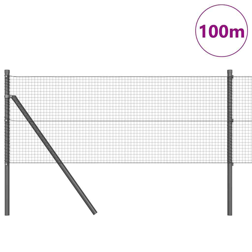 Kerítés oszlopokkal Szürke 0.6 x 100 m Acél