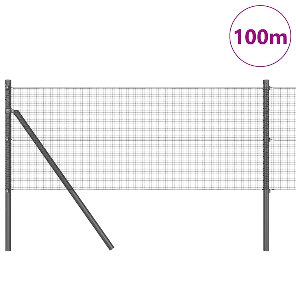 Kerítés oszlopokkal Szürke 0.8 x 100 m Acél