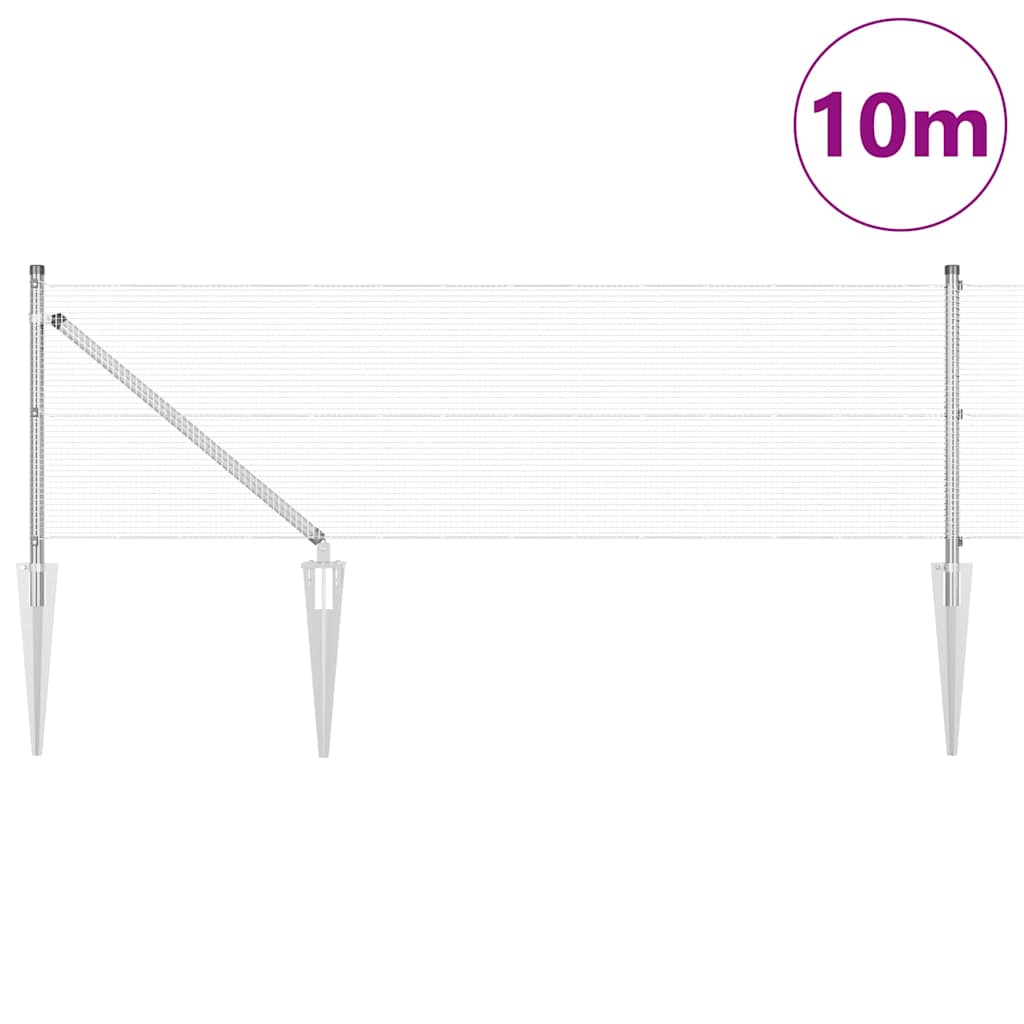Kerítés oszlopokkal Ezüst 0,4 x 10 m Acél