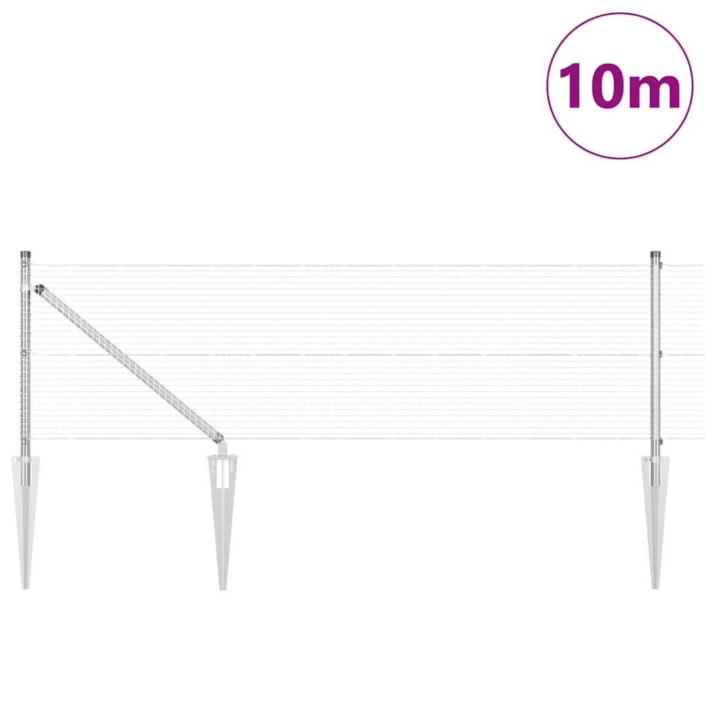 Kerítés oszlopokkal Ezüst 0,6 x 10 m Acél
