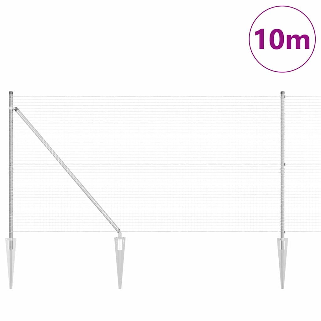 Kerítés oszlopokkal Ezüst 1 x 10 m Acél
