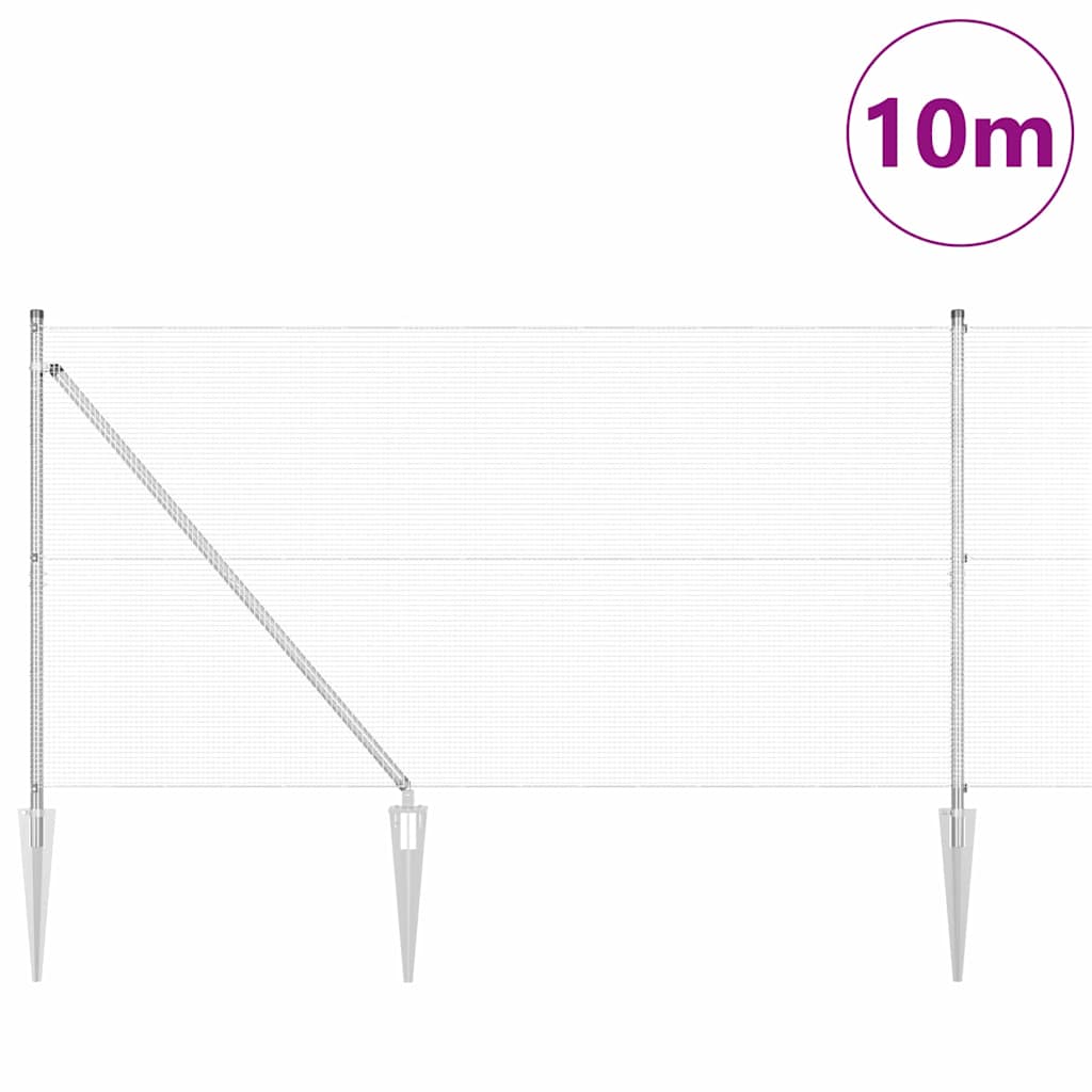 Kerítés oszlopokkal Ezüst 1.2 x 10 m Acél