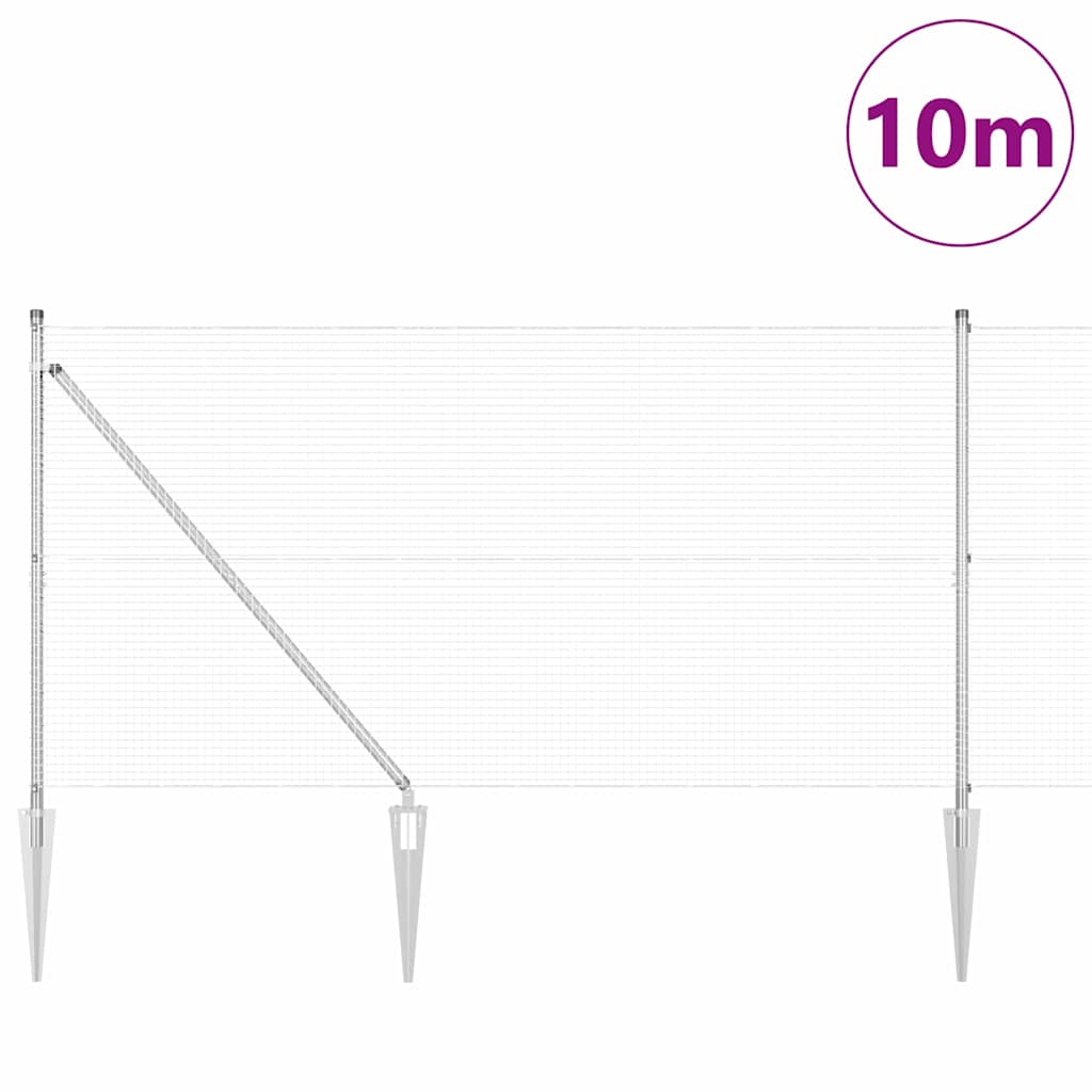 Kerítés oszlopokkal Ezüst 1.2 x 10 m Acél