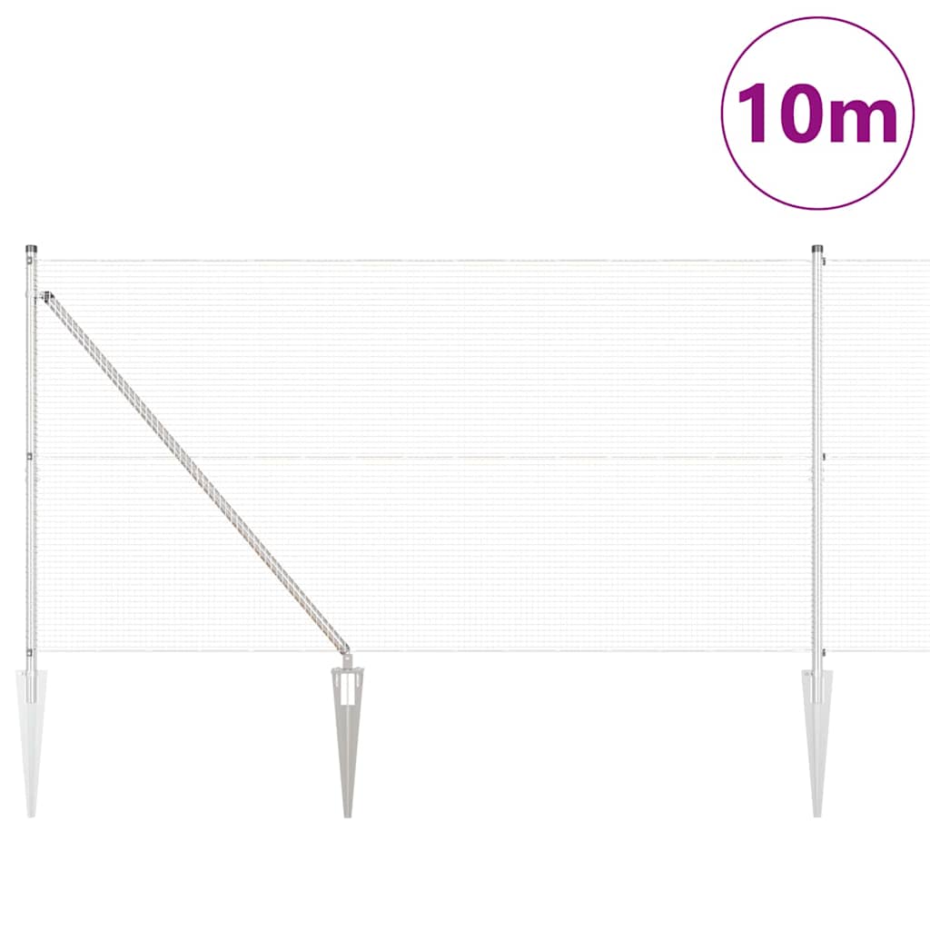 Kerítés oszlopokkal Ezüst 1.4 x 10 m Acél
