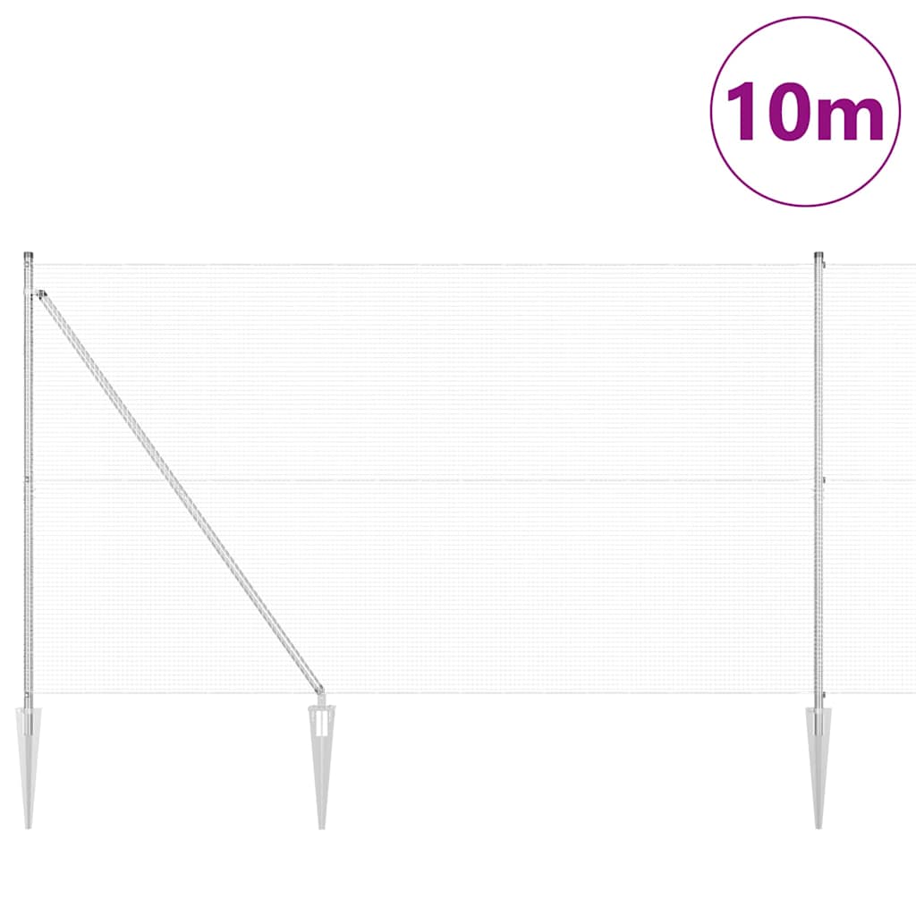 Kerítés oszlopokkal Ezüst 1.5 x 10 m Acél