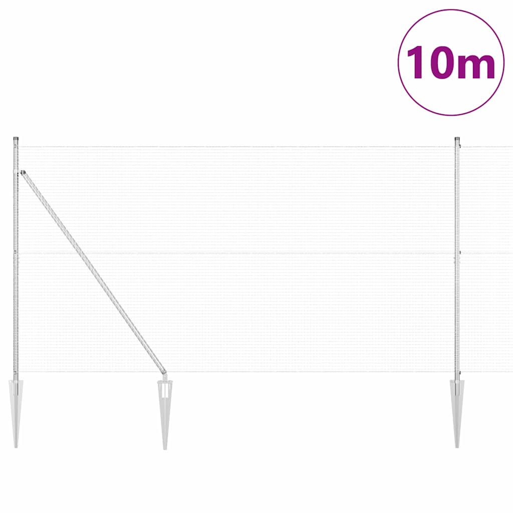 Kerítés oszlopokkal Ezüst 1.5 x 10 m Acél