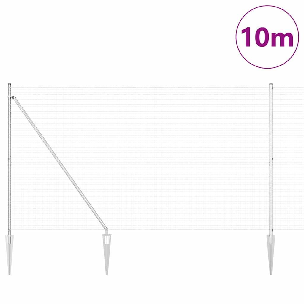 Kerítés oszlopokkal Ezüst 1.6 x 10 m Acél
