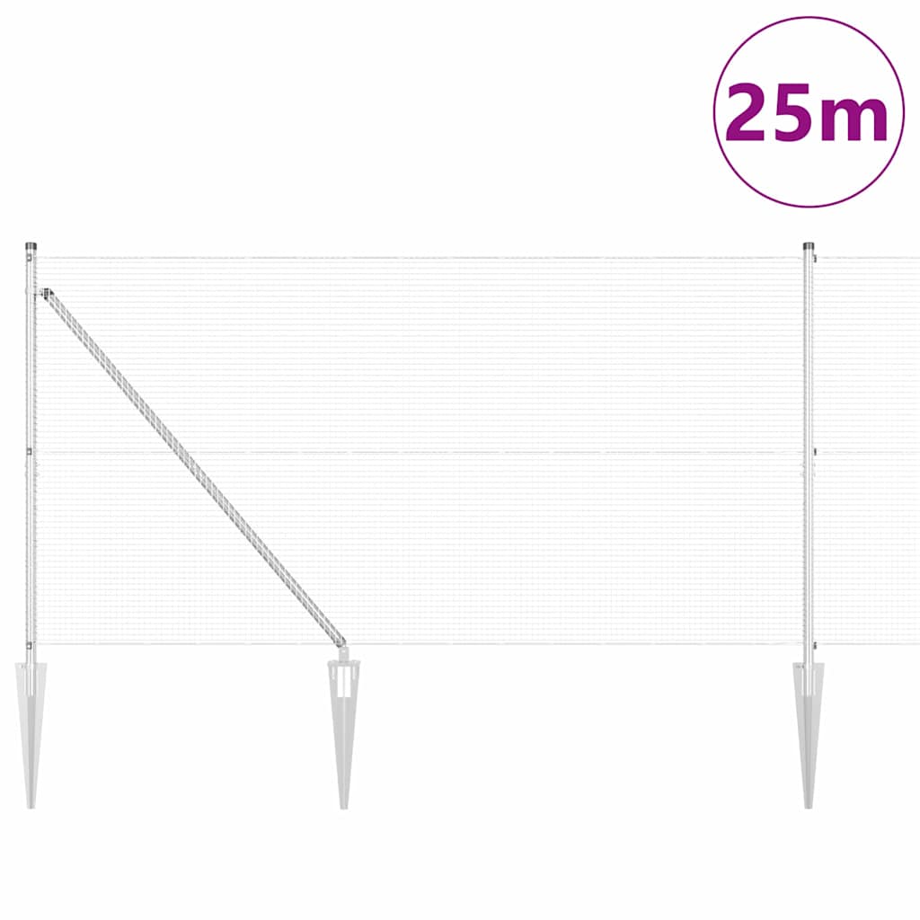 Kerítés oszlopokkal Ezüst 1.4 x 25 m Acél
