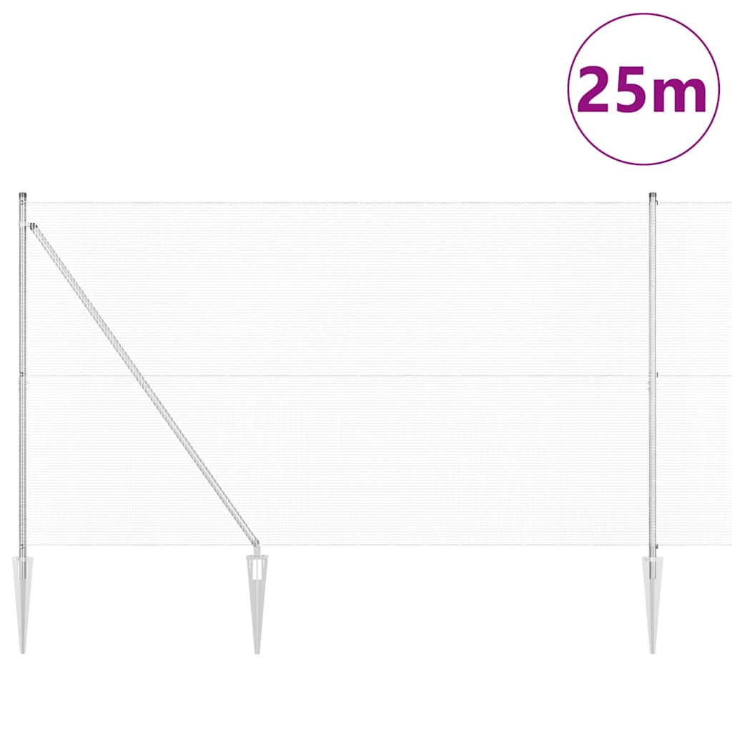 Kerítés oszlopokkal Ezüst 1.5 x 25 m Acél