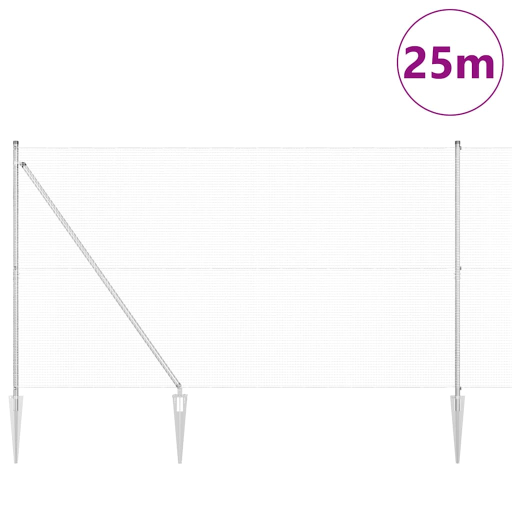 Kerítés oszlopokkal Ezüst 1.5 x 25 m Acél
