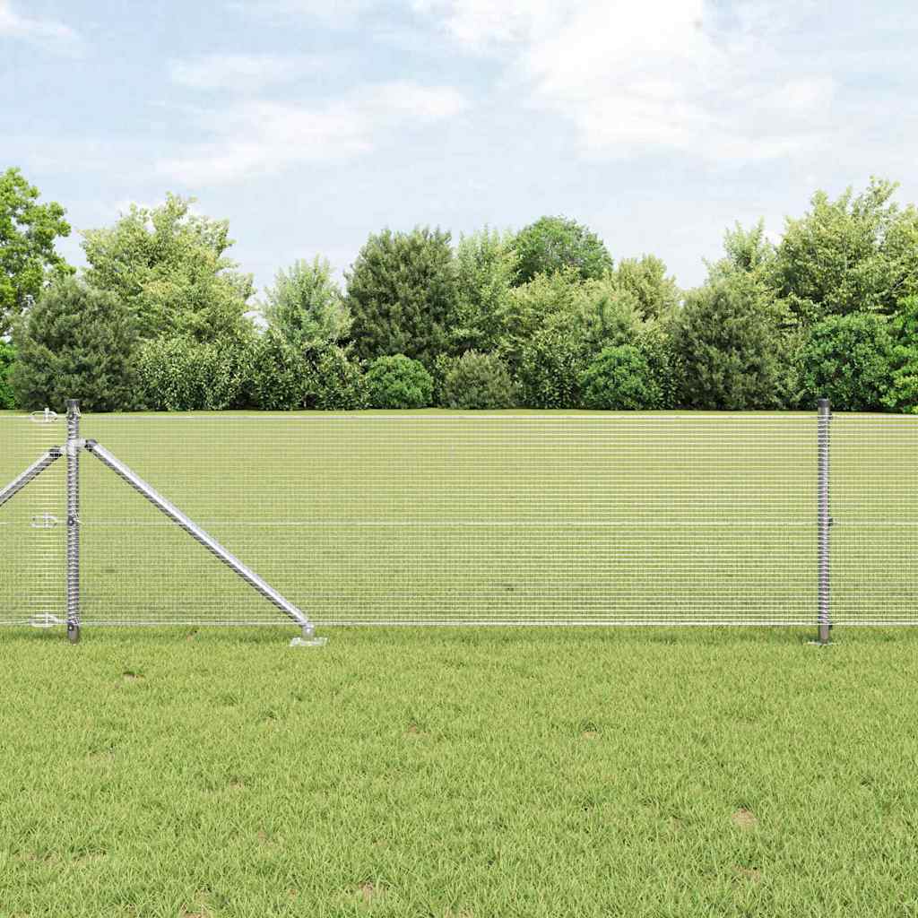 Kerítés oszlopokkal Ezüst 0.6 x 50 m Acél