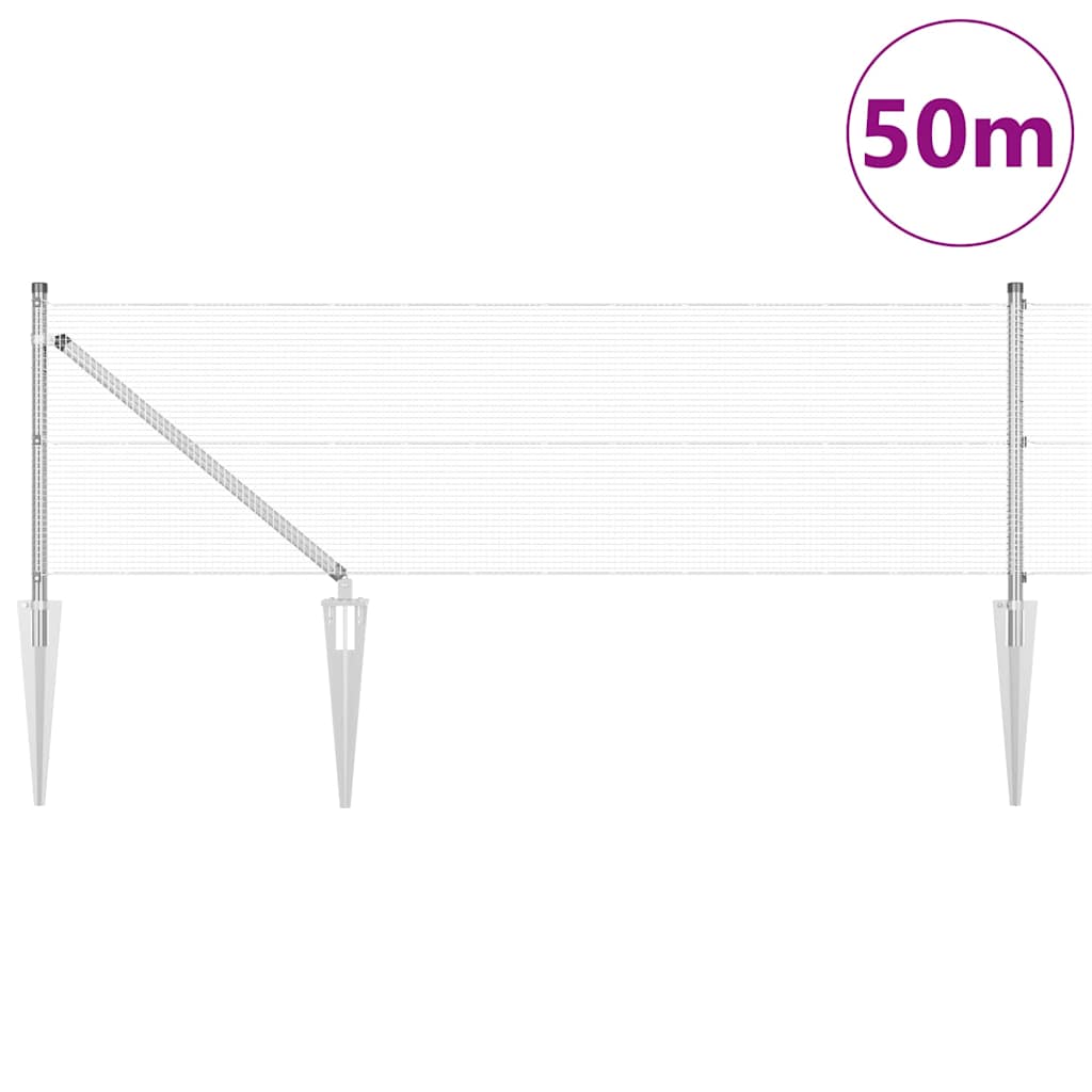 Kerítés oszlopokkal Ezüst 0.6 x 50 m Acél