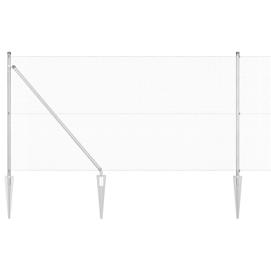 Kerítés oszlopokkal Ezüst 1 x 50 m Acél