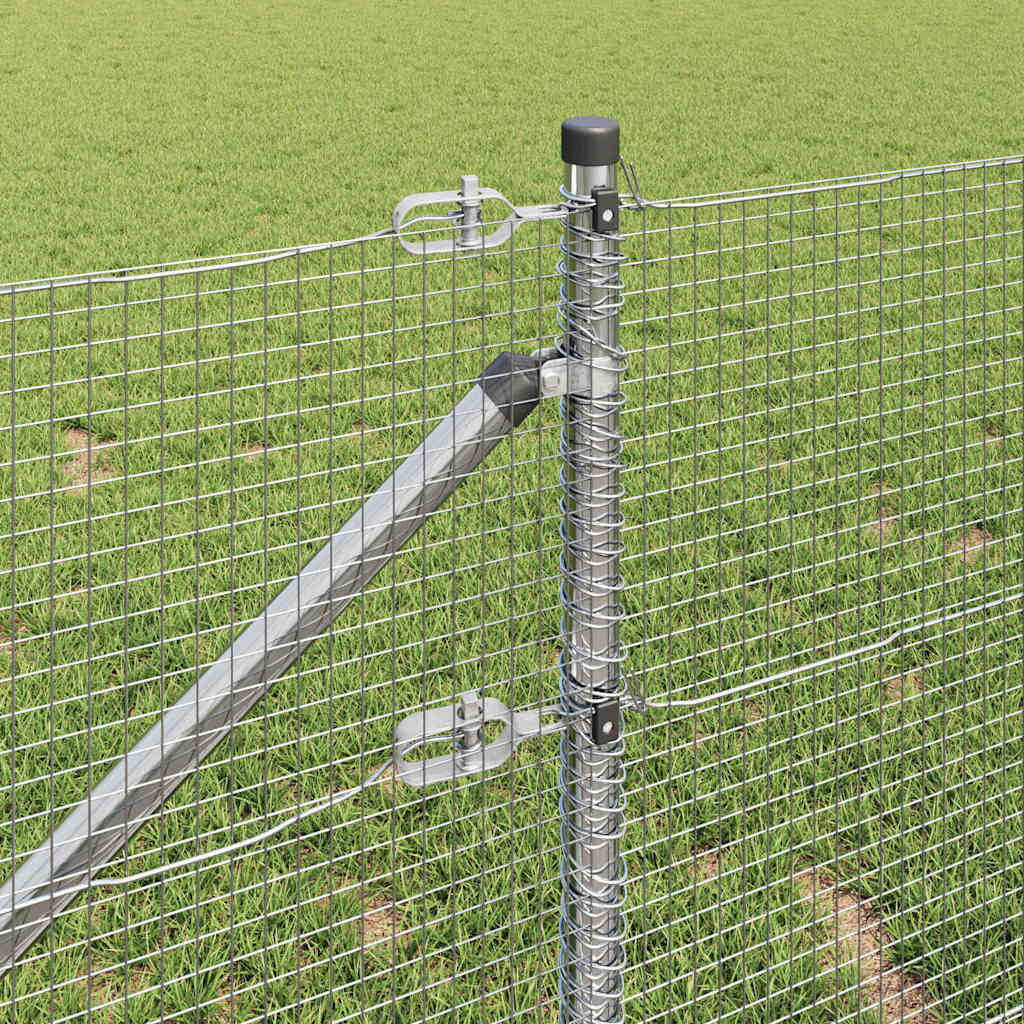 Kerítés oszlopokkal Ezüst 1 x 50 m Acél