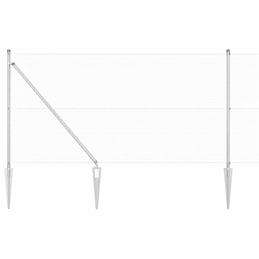 Kerítés oszlopokkal Ezüst 1 x 50 m Acél