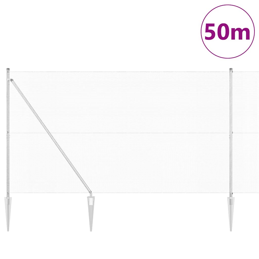 Kerítés oszlopokkal Ezüst 1.5 x 50 m Acél