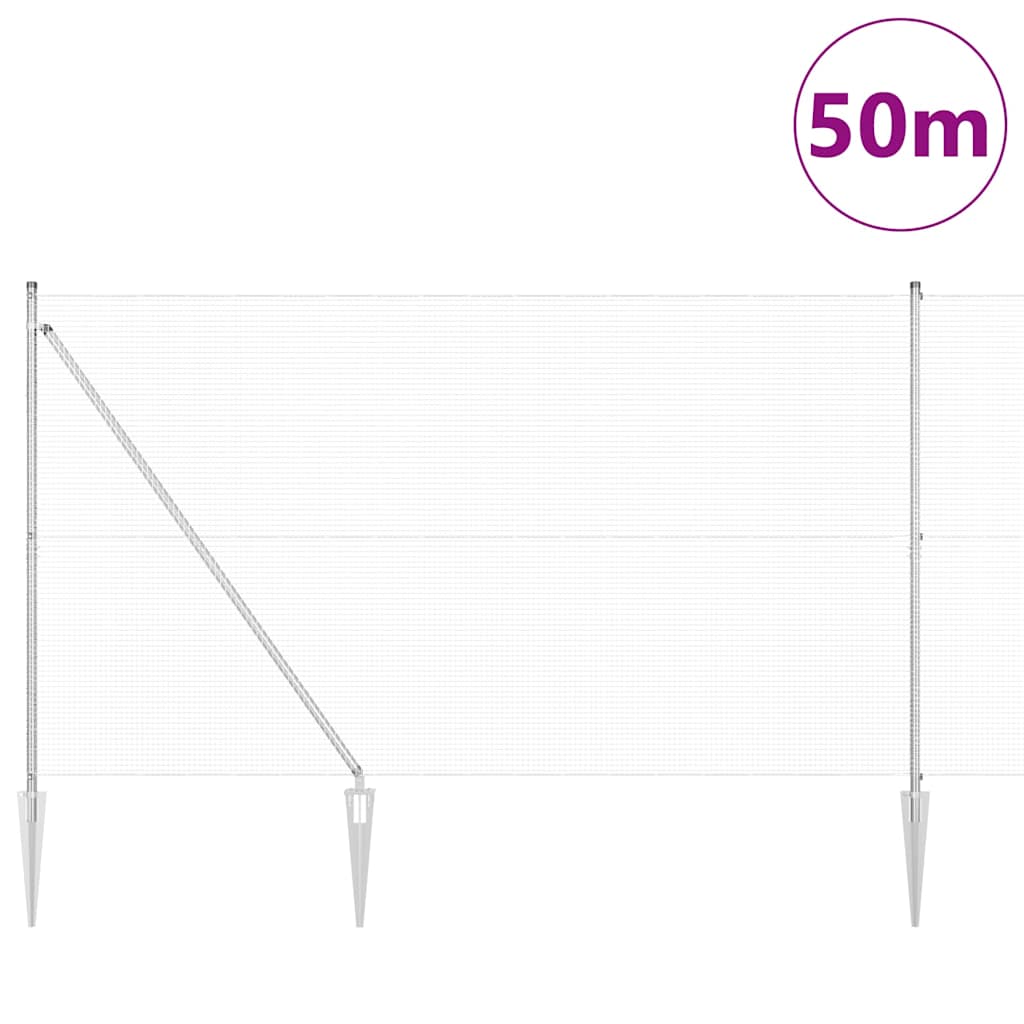 Kerítés oszlopokkal Ezüst 1.5 x 50 m Acél