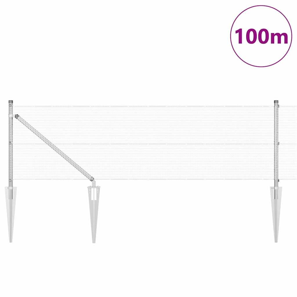 Kerítés oszlopokkal Ezüst 0.4 x 100 m Acél