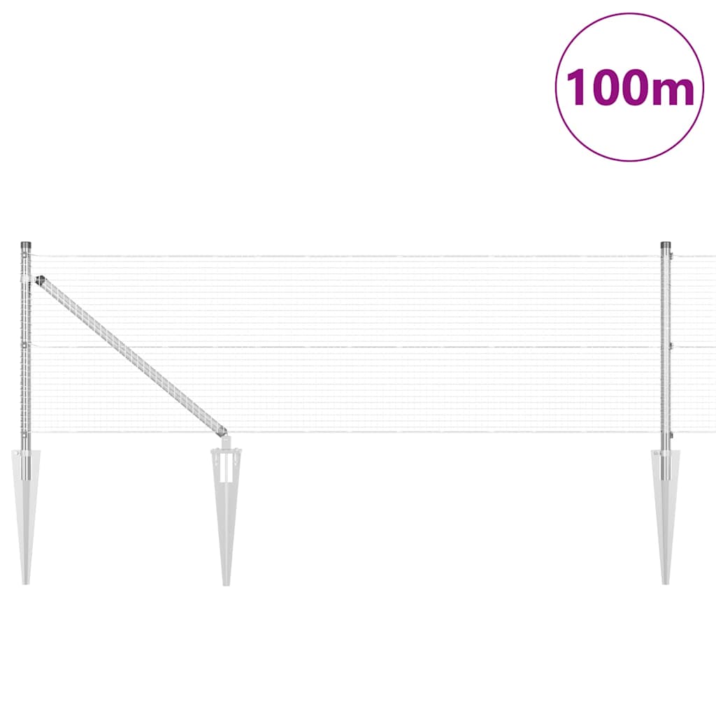 Kerítés oszlopokkal Ezüst 0.4 x 100 m Acél