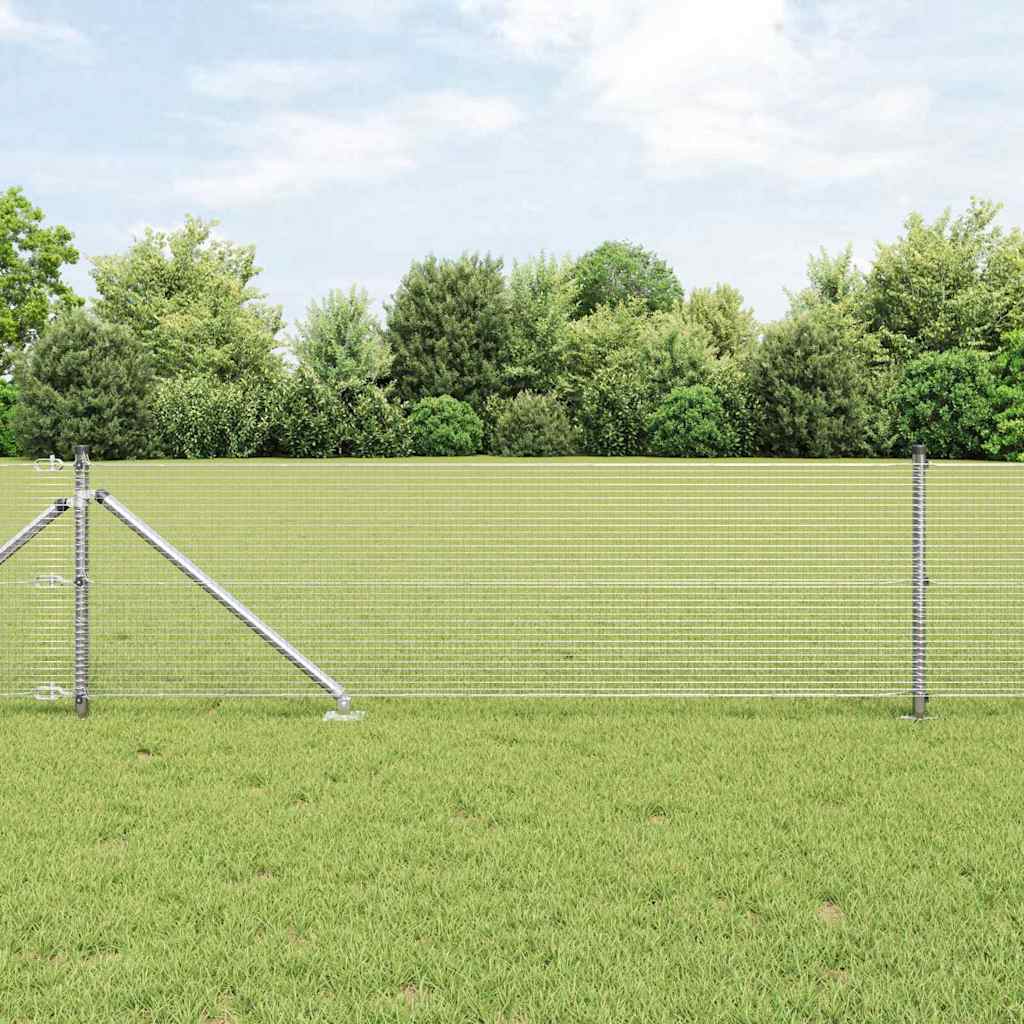 Kerítés oszlopokkal Ezüst 0.6 x 100 m Acél