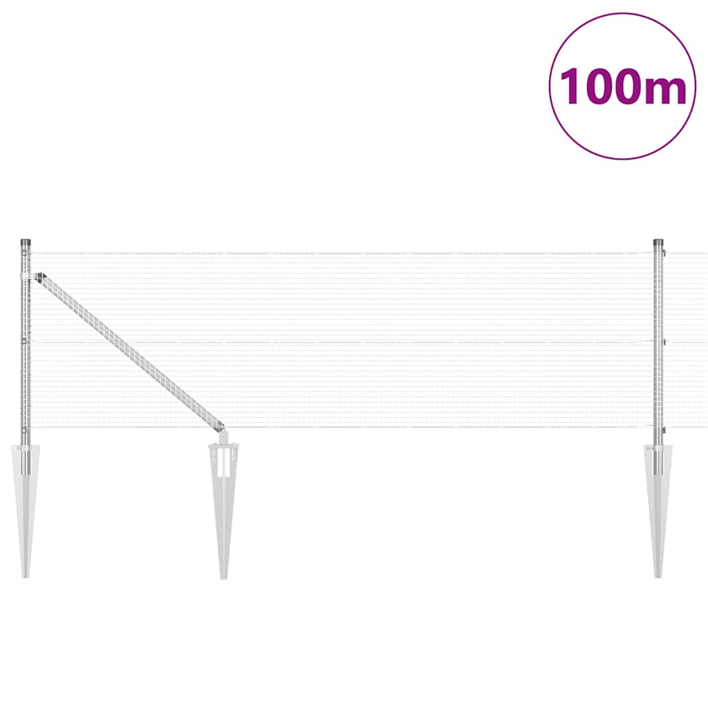 Kerítés oszlopokkal Ezüst 0.6 x 100 m Acél