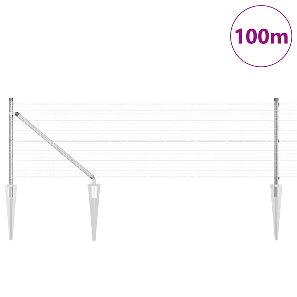 Kerítés oszlopokkal Ezüst 0.6 x 100 m Acél