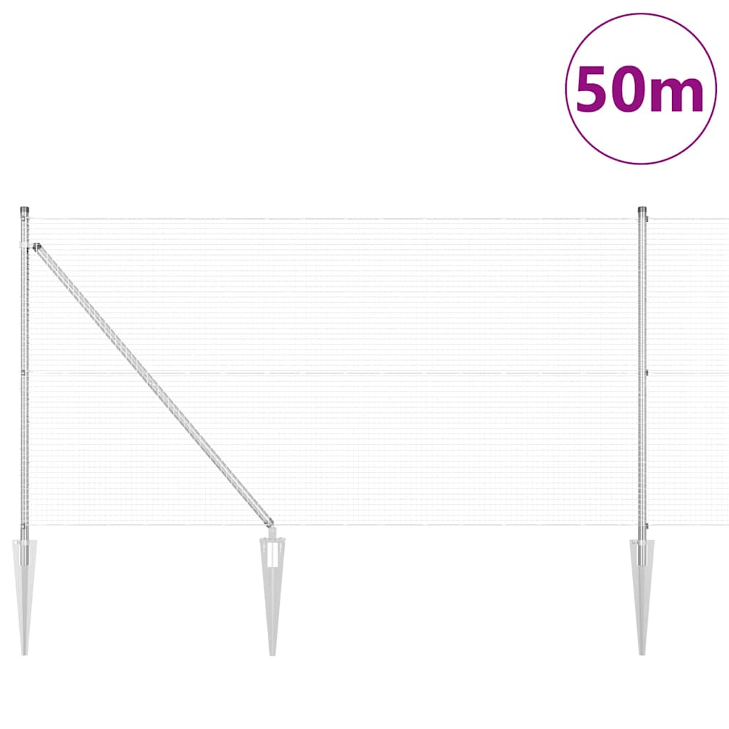 Kerítés oszlopokkal Ezüst 1 x 100 m Acél