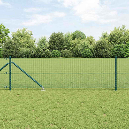 Kerítés oszlopokkal Zöld 0,4 x 10 m Acél