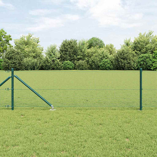 Kerítés oszlopokkal Zöld 0,4 x 10 m Acél