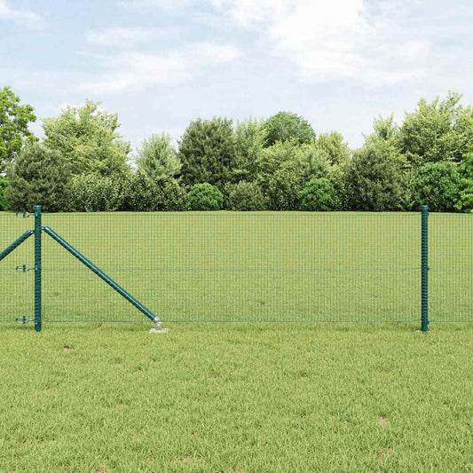 Kerítés oszlopokkal Zöld 0,6 x 10 m Acél