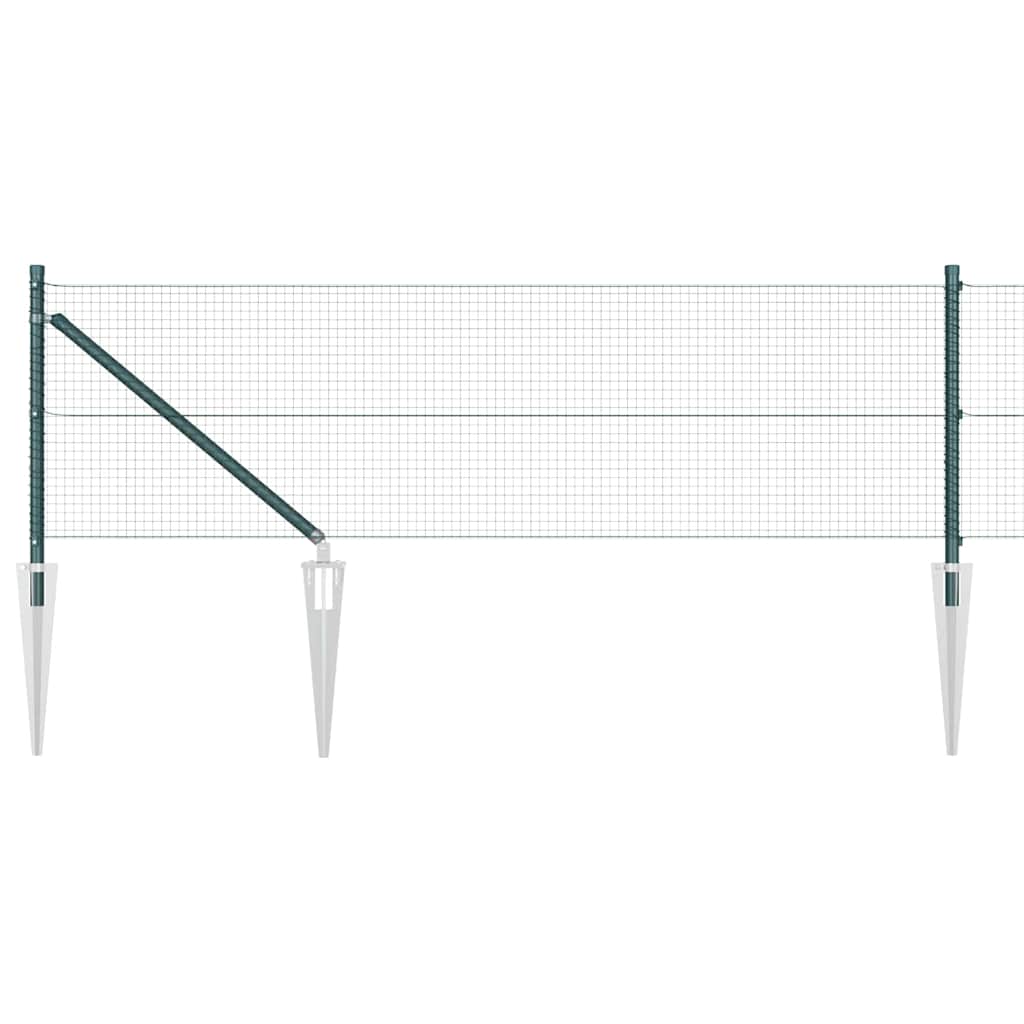 Kerítés oszlopokkal Zöld 0.8 x 10 m Acél