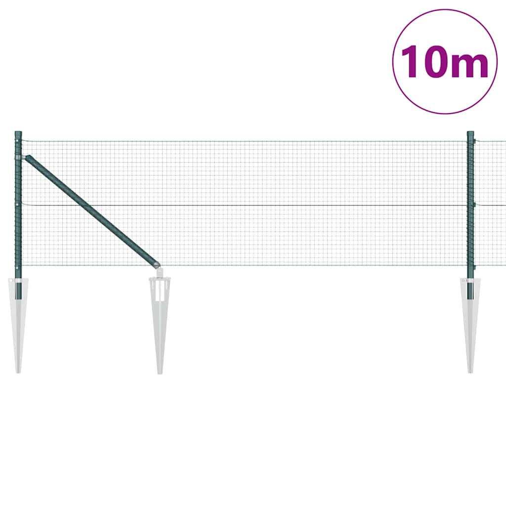 Kerítés oszlopokkal Zöld 0.8 x 10 m Acél