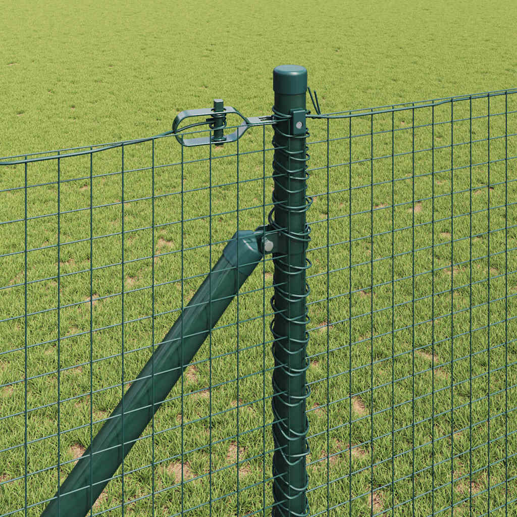 Kerítés oszlopokkal Zöld 1 x 10 m Acél