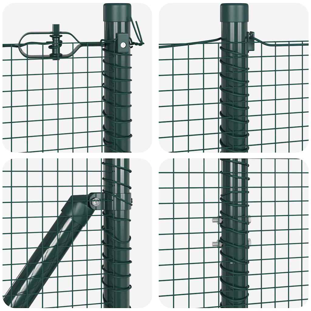 Kerítés oszlopokkal Zöld 1.2 x 10 m Acél
