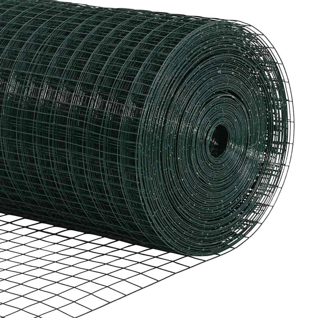 Kerítés oszlopokkal Zöld 1.2 x 10 m Acél