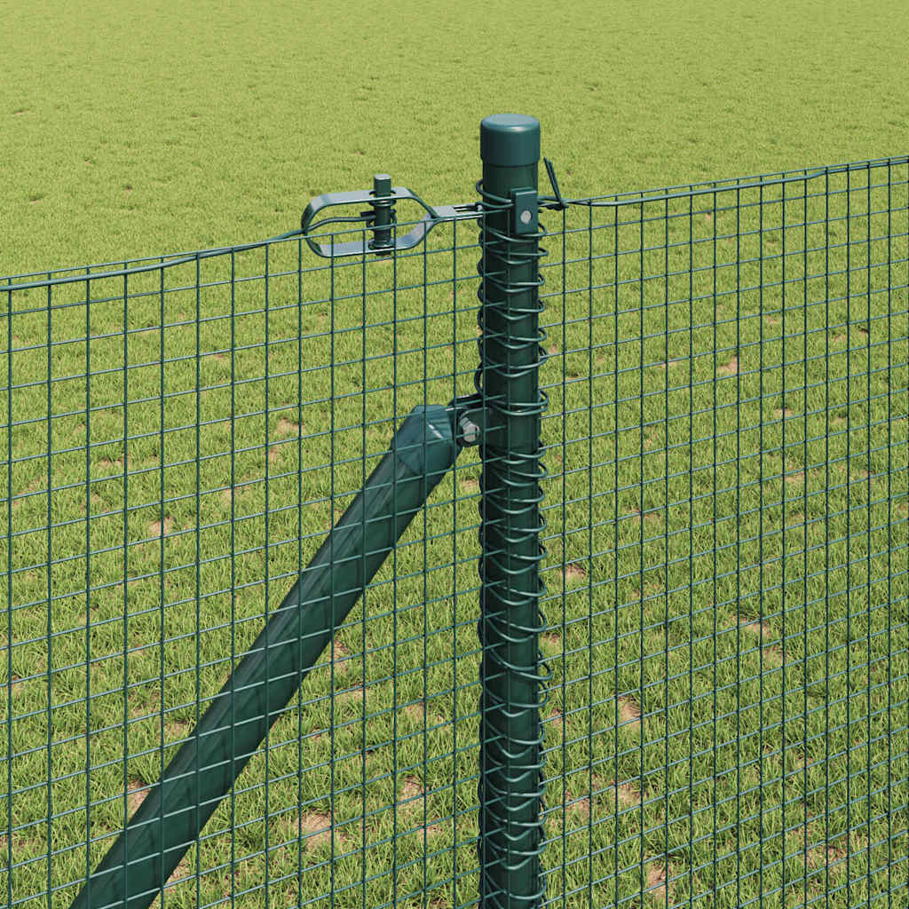 Kerítés oszlopokkal Zöld 1.2 x 10 m Acél