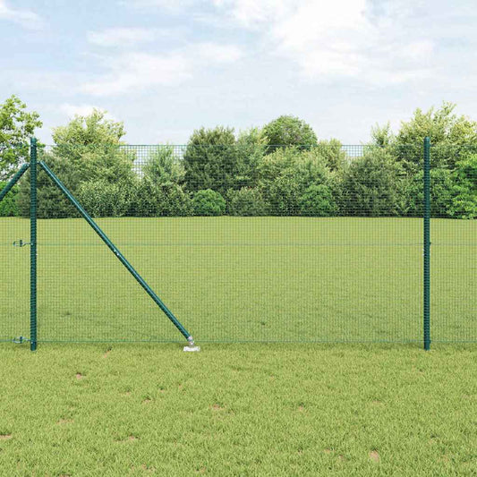 Kerítés oszlopokkal Zöld 1.2 x 10 m Acél