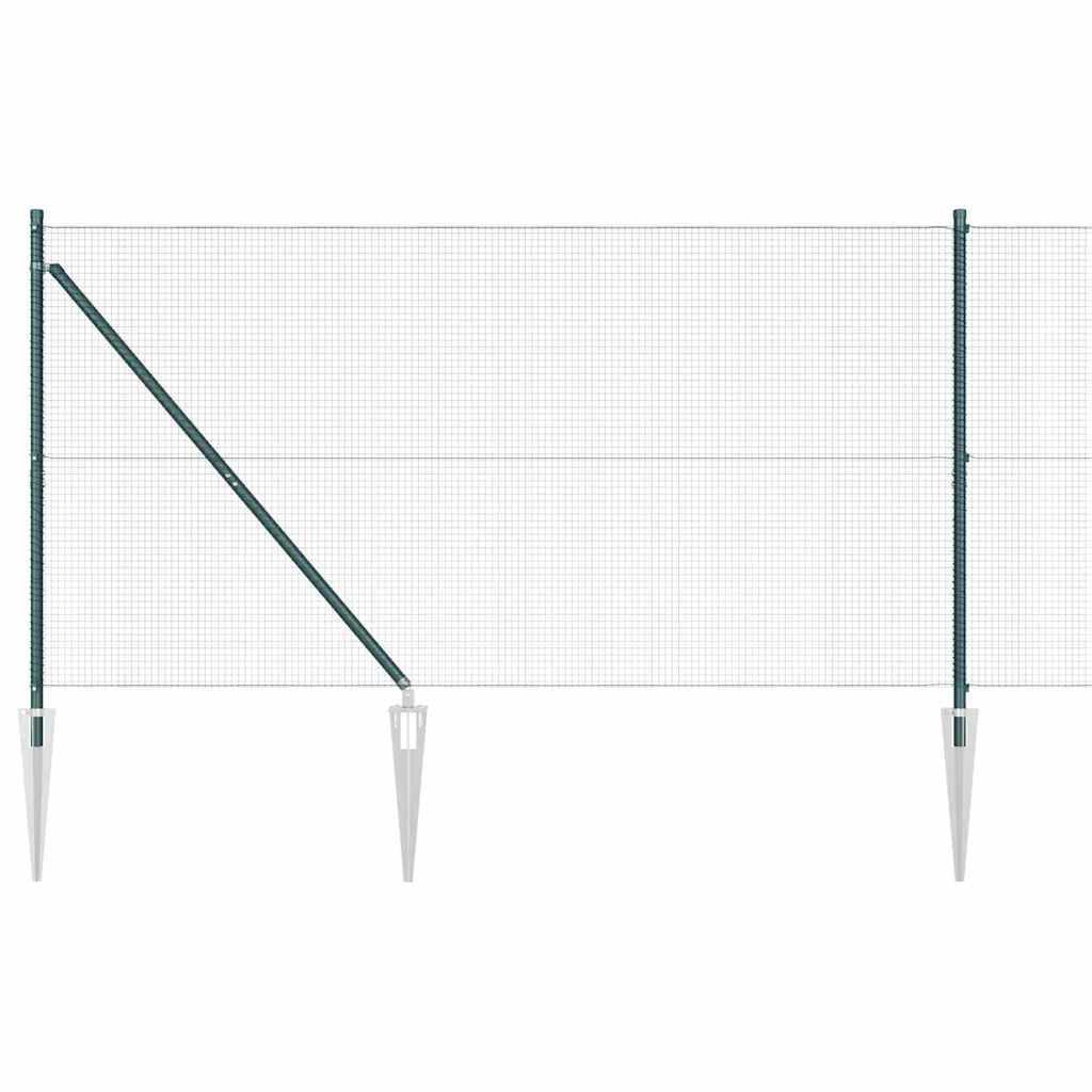 Kerítés oszlopokkal Zöld 1.2 x 10 m Acél