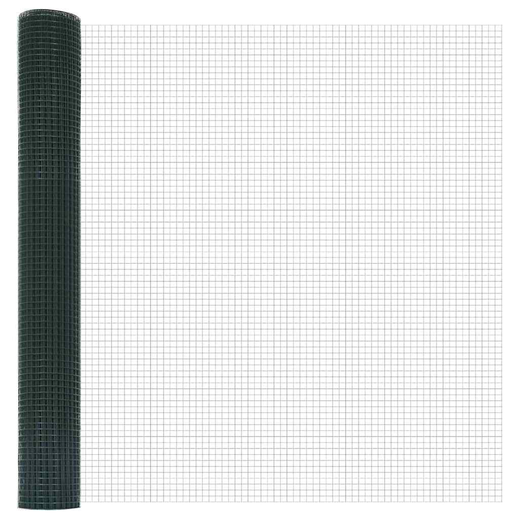 Kerítés oszlopokkal Zöld 1.2 x 10 m Acél