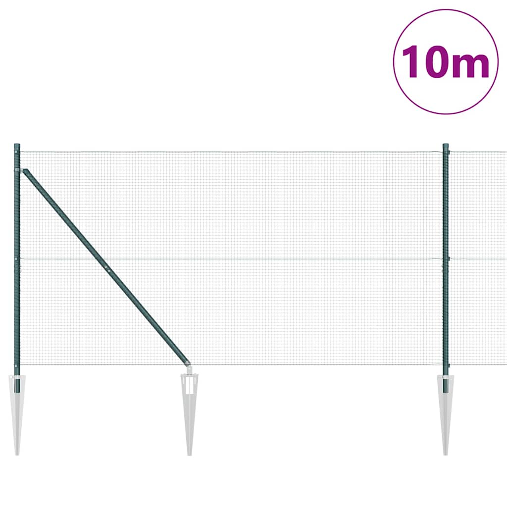 Kerítés oszlopokkal Zöld 1.2 x 10 m Acél