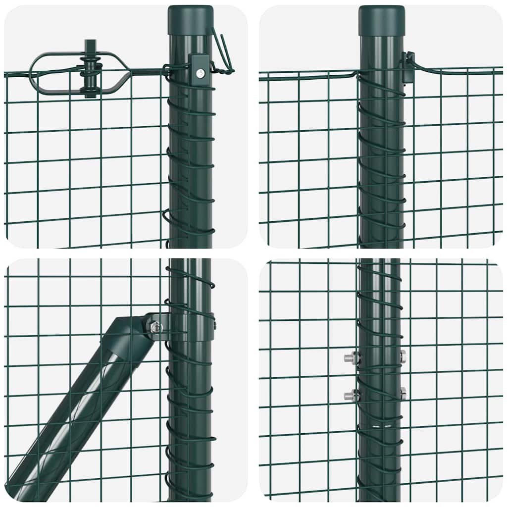 Kerítés oszlopokkal Zöld 1.2 x 10 m Acél