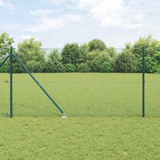 Kerítés oszlopokkal Zöld 1.2 x 10 m Acél