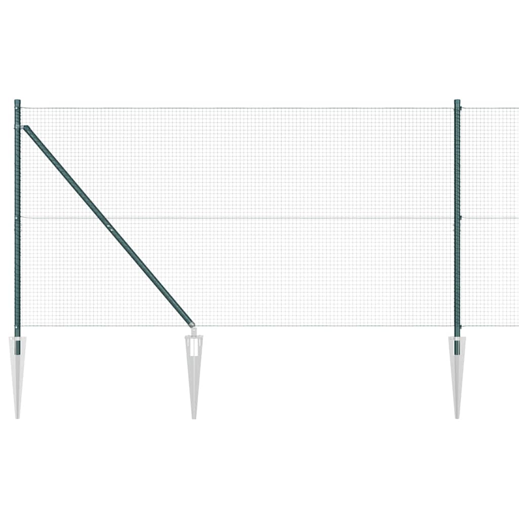Kerítés oszlopokkal Zöld 1.2 x 10 m Acél