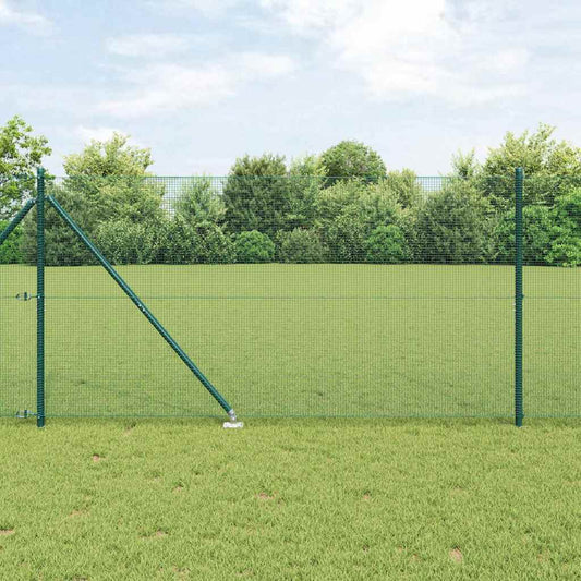 Kerítés oszlopokkal Zöld 1.4 x 10 m Acél