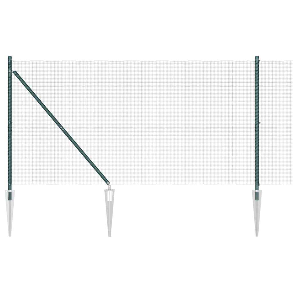 Kerítés oszlopokkal Zöld 1.4 x 10 m Acél