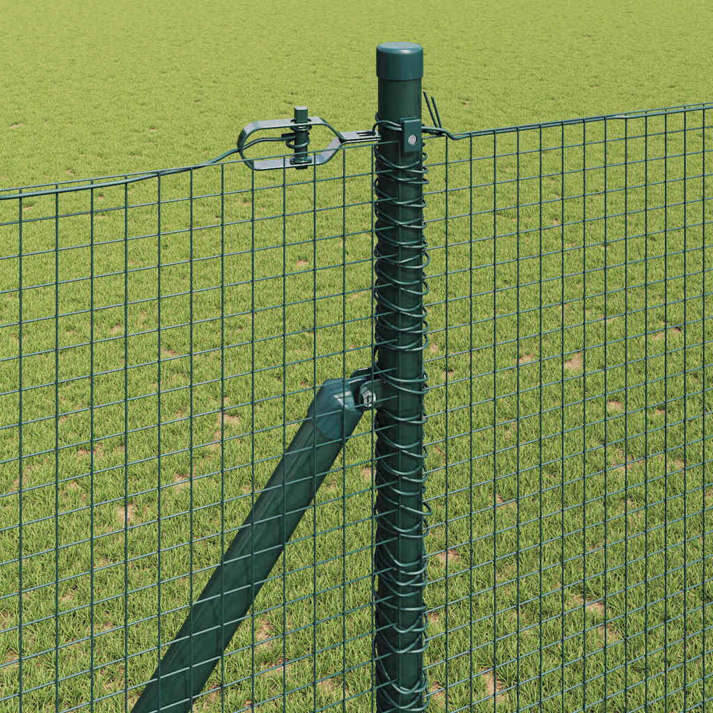 Kerítés oszlopokkal Zöld 1.4 x 10 m Acél