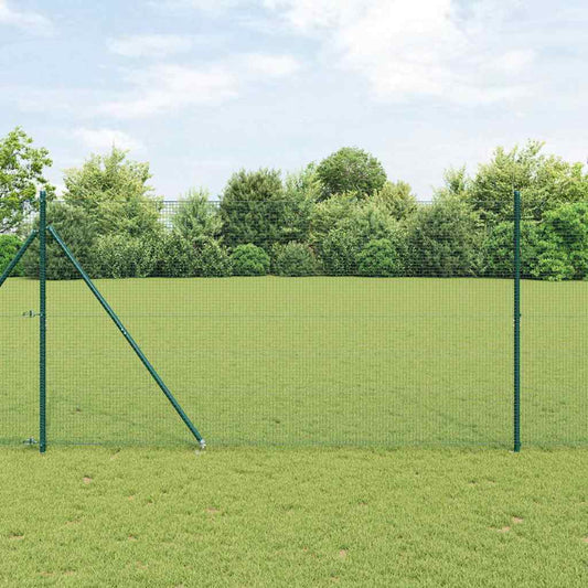Kerítés oszlopokkal Zöld 1.4 x 10 m Acél