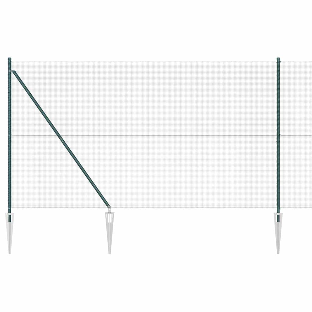 Kerítés oszlopokkal Zöld 1.5 x 10 m Acél