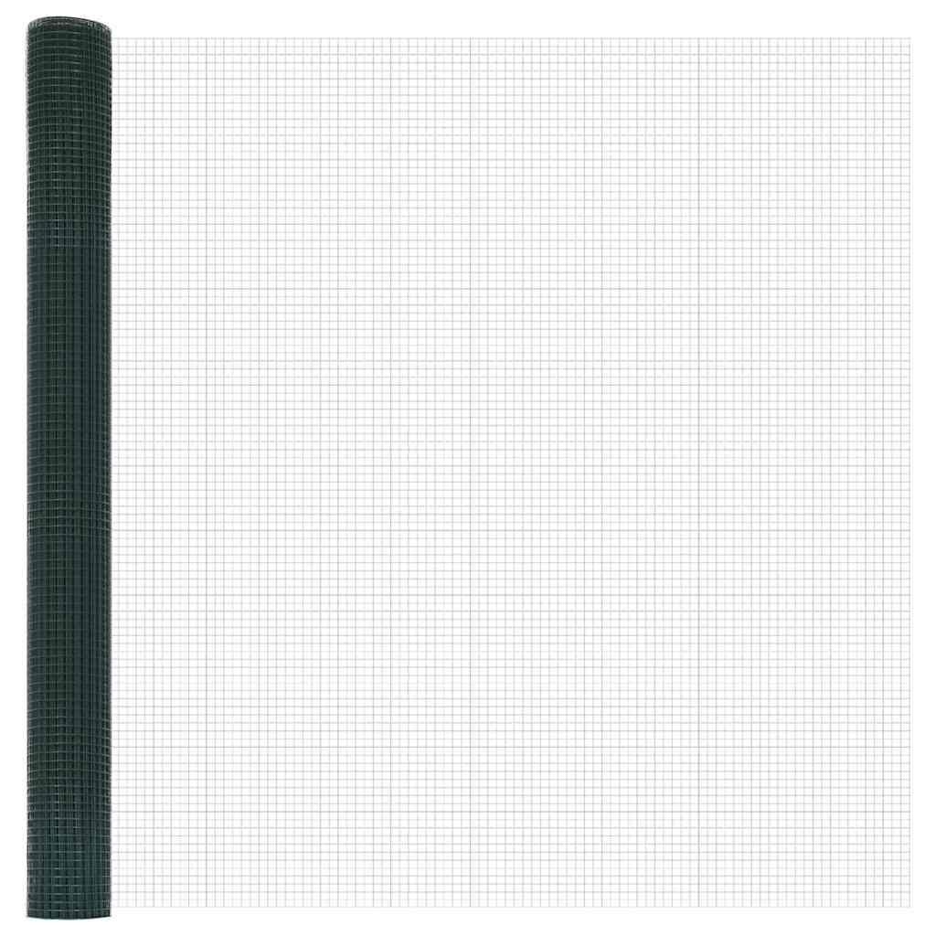 Kerítés oszlopokkal Zöld 1.5 x 10 m Acél